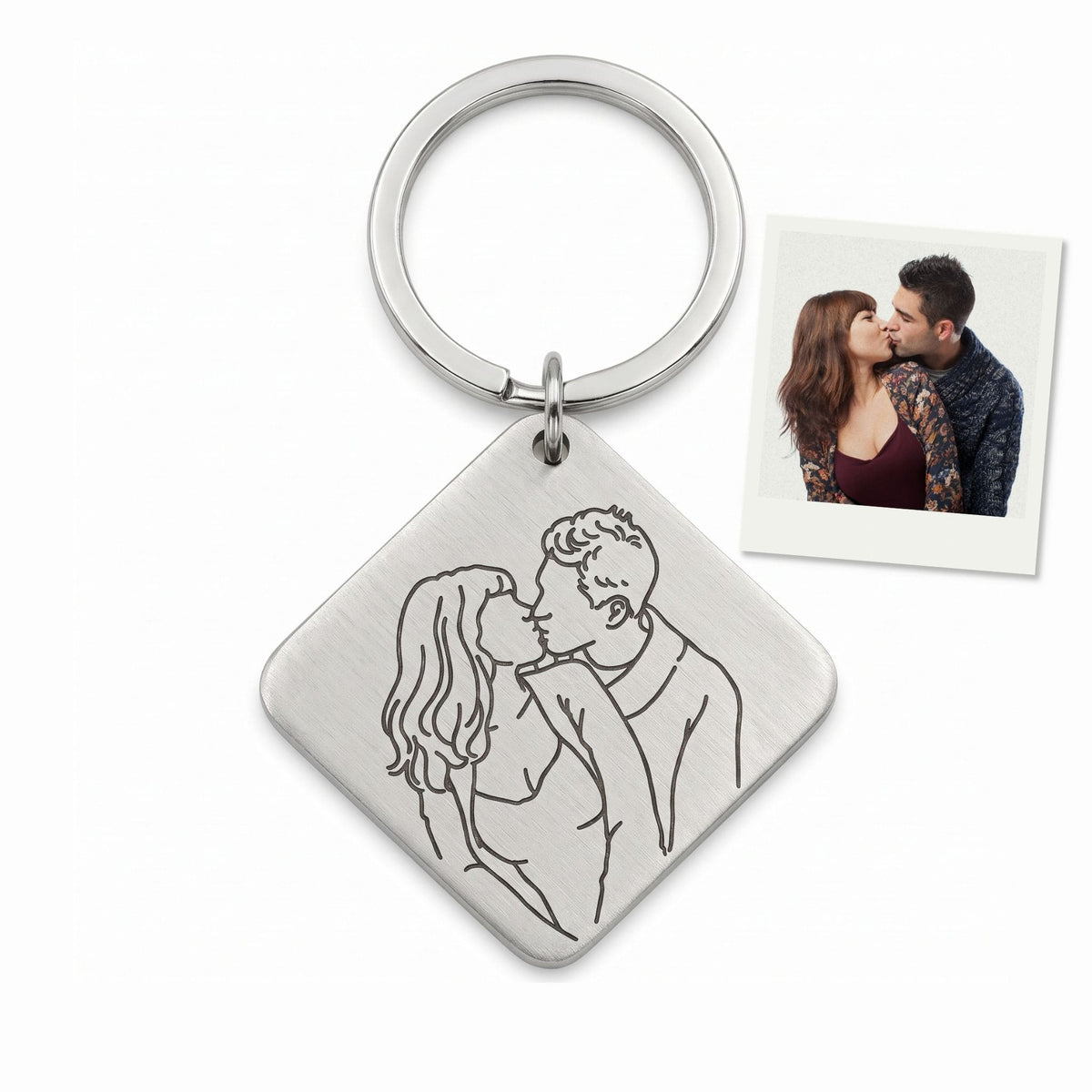 Gepersonaliseerde Foto Sleutelhanger - Line Art