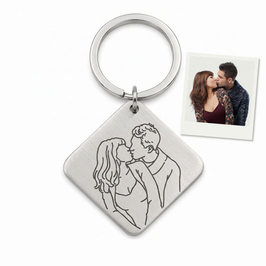 Gepersonaliseerde Foto Sleutelhanger - Line Art