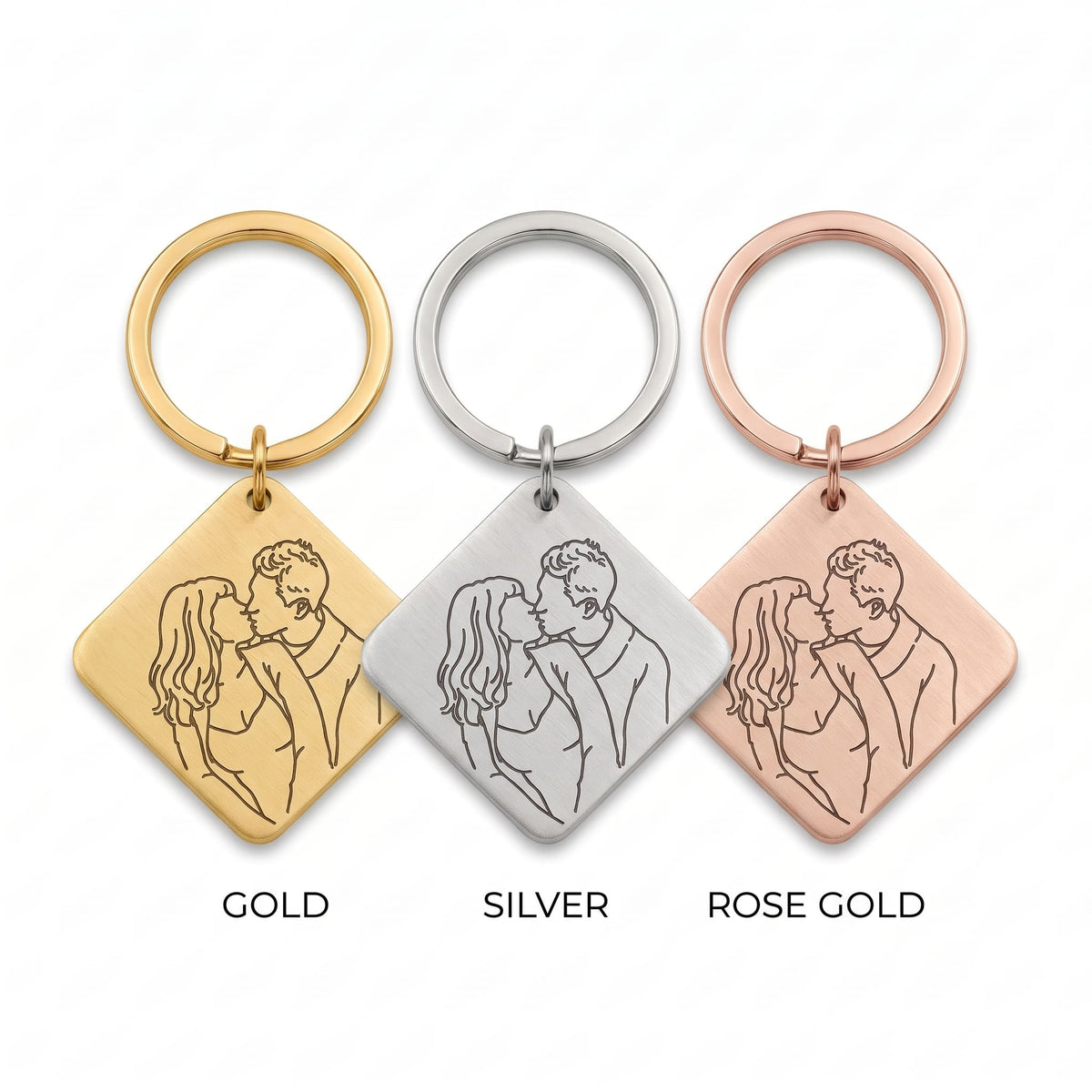 Gepersonaliseerde Foto Sleutelhanger - Line Art