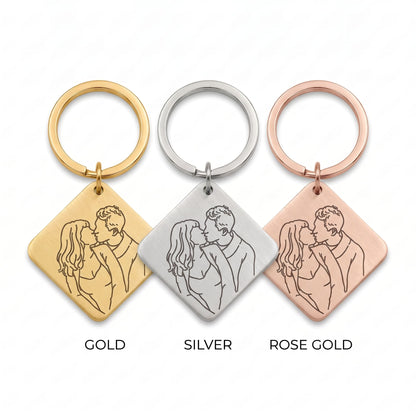 Gepersonaliseerde Foto Sleutelhanger - Line Art