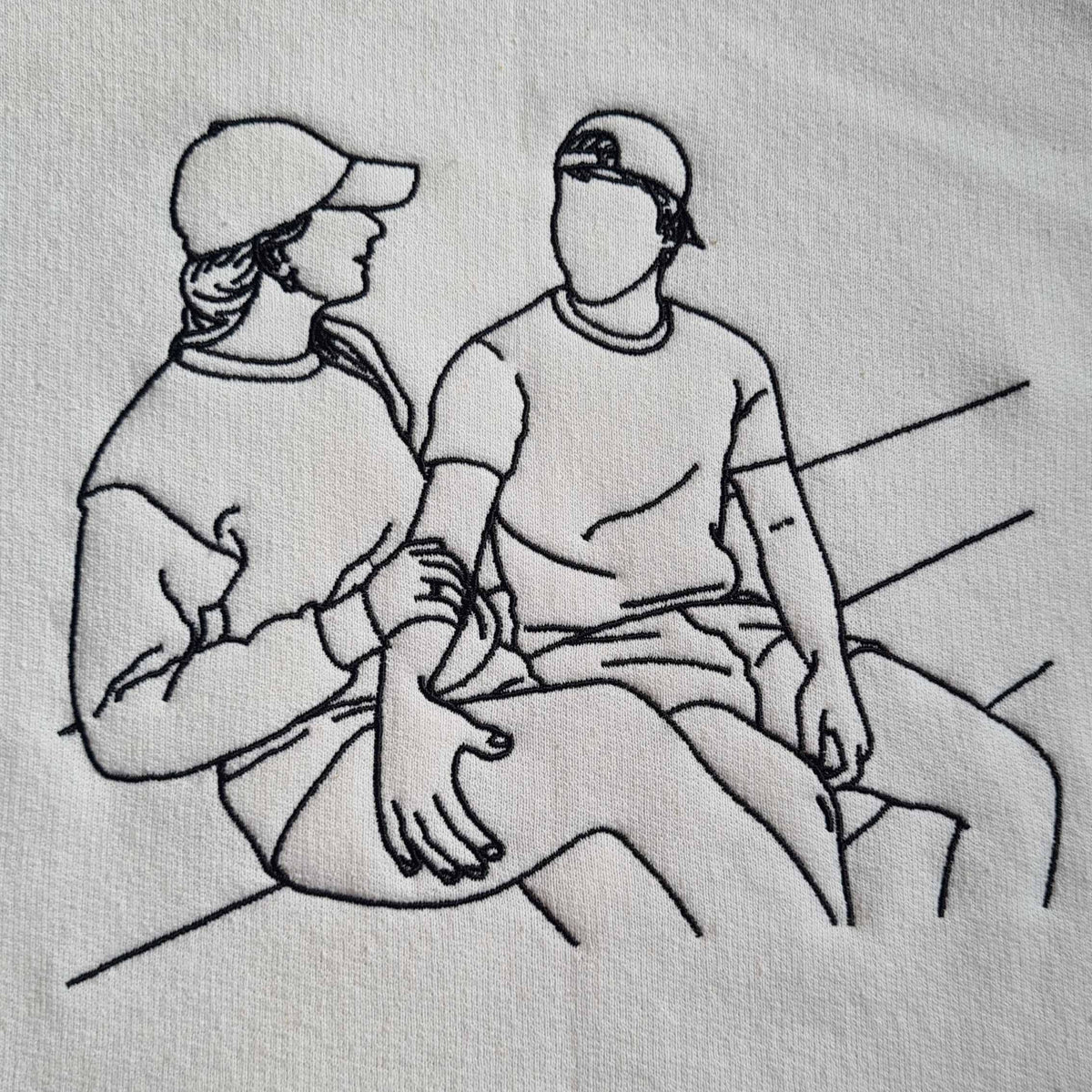 Gepersonaliseerde Foto Hoodie - Line Art Geborduurd