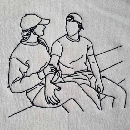Gepersonaliseerde Foto Hoodie - Line Art Geborduurd
