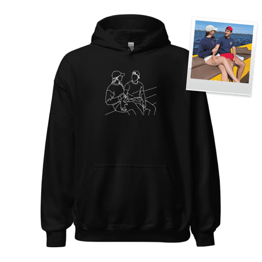 Gepersonaliseerde Foto Hoodie - Line Art Geborduurd
