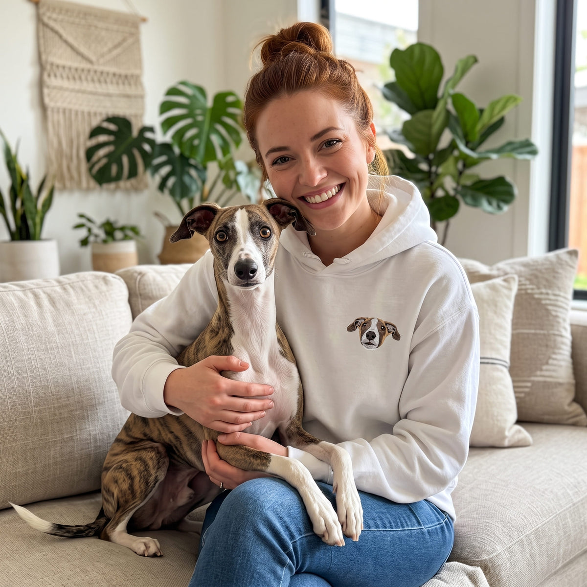Gepersonaliseerde Huisdier Foto Hoodie - Full Color Geborduurd